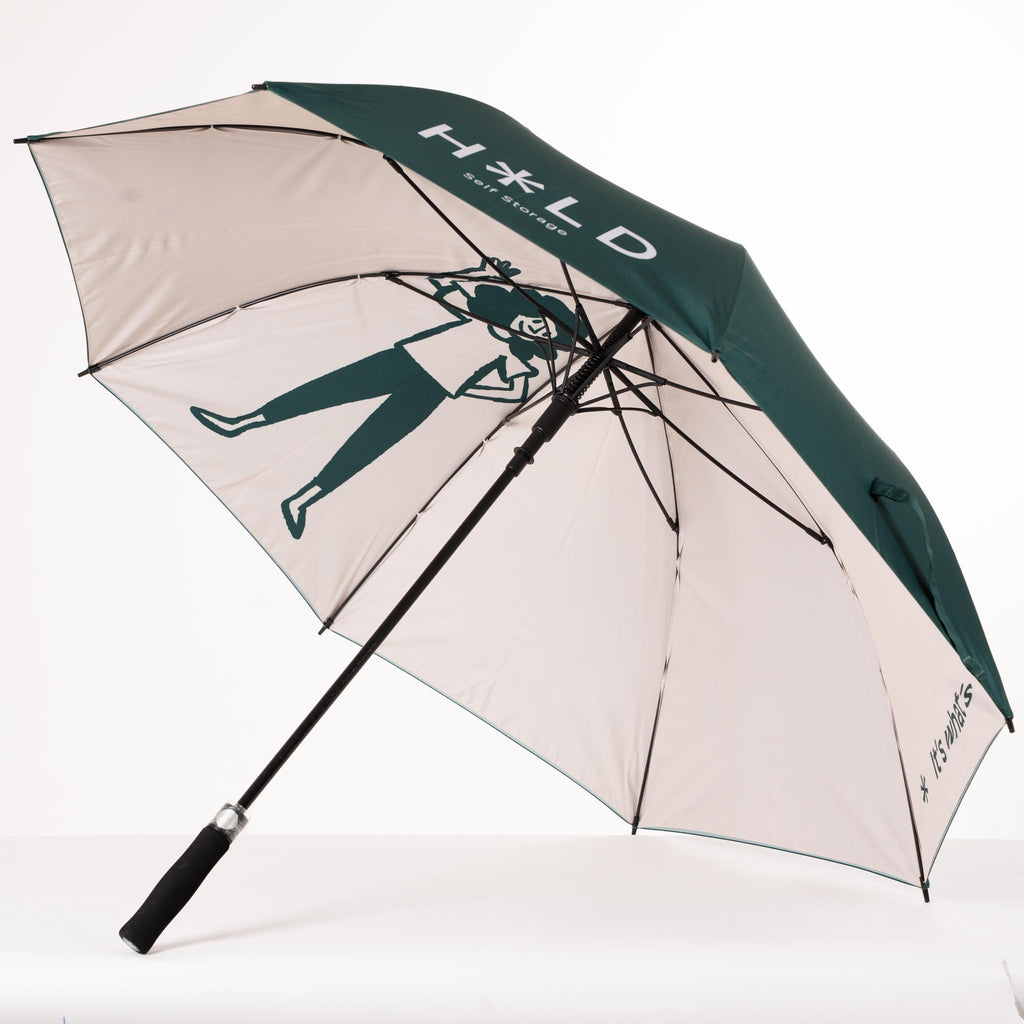 HOLD branded green umbrella